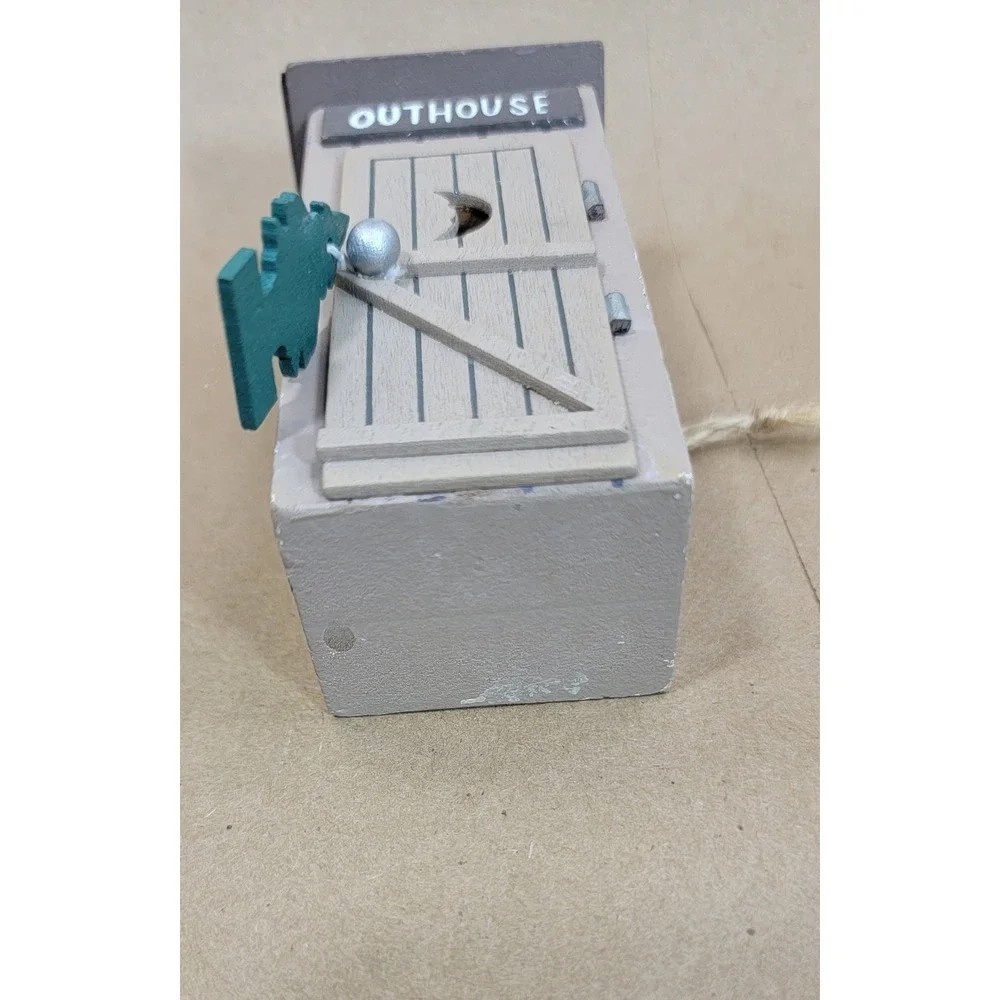 Rustic Wooden Outhouse Ornament Corrugated Metal Roof Forest Fresh Tree Decor